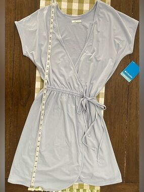 Columbia Light Blue Wrap Dress with Side Tie